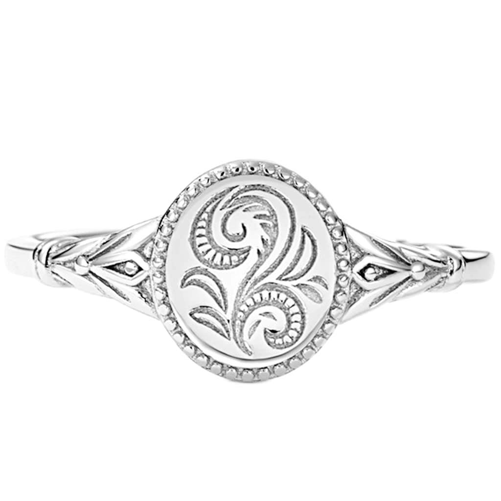 Stainless Steel Leaf Flower Signet Ring