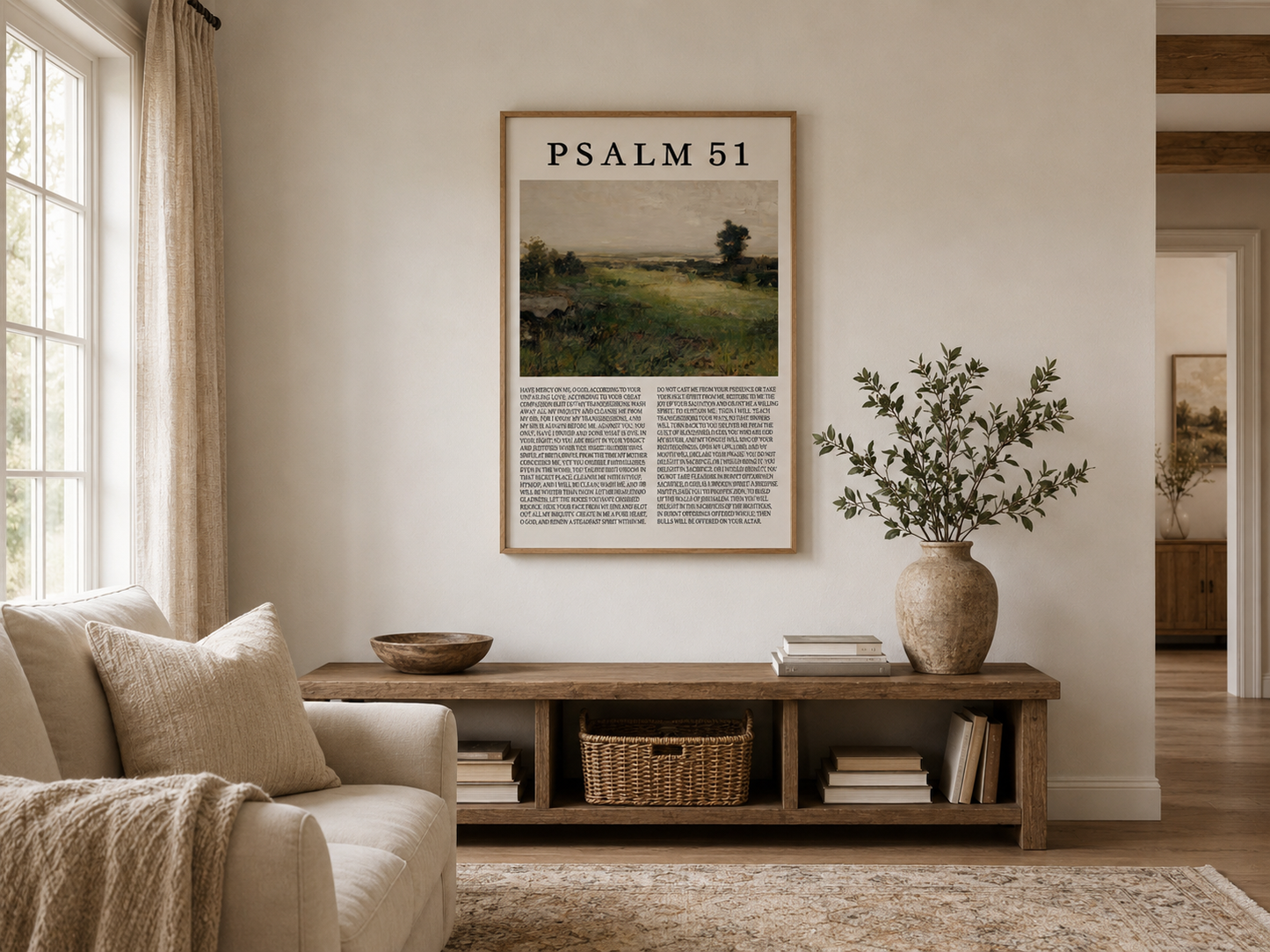 Psalm 51 Wall Art, Create in Me a Clean Heart Christian Landscape Canvas Print