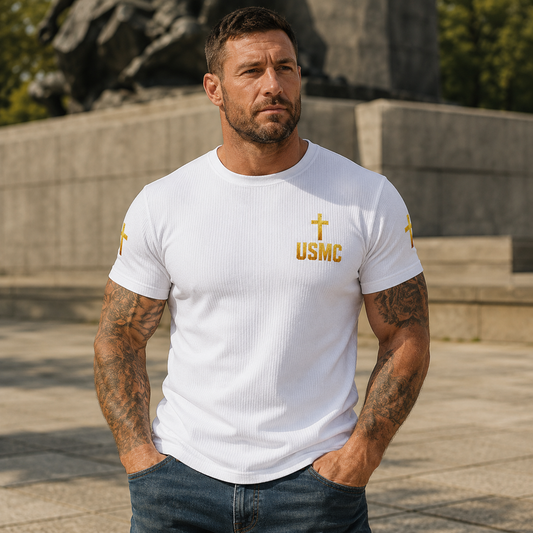 Blood Sweat and Grace USMC Christian Veteran T-Shirt