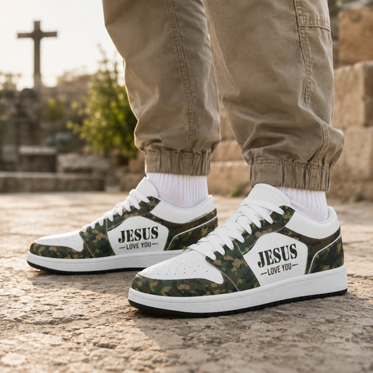 Jesus Love You Camo - Men's Low State Leather Stitching Shoes