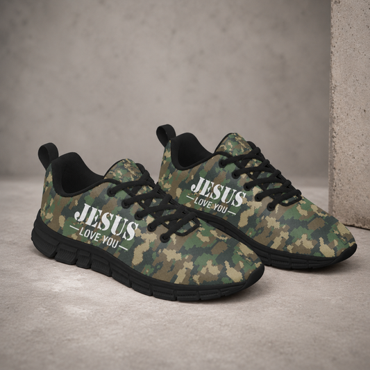 Jesus Love You Camo - All-Over Print Men's Sports Shoes With Black Sole