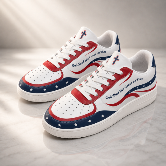Christian Patriotic God Shed His Grace Men's Air Force Shoes
