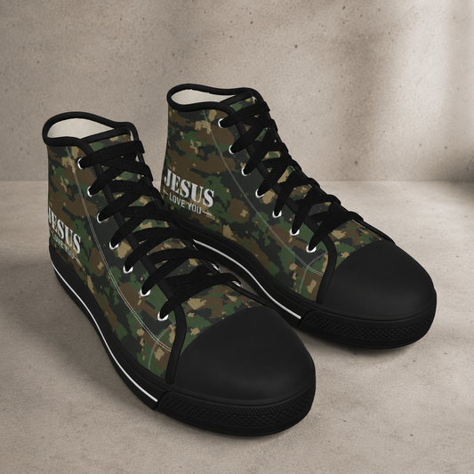 Jesus Love You Camo - Men's Black Sole Canvas Shoes