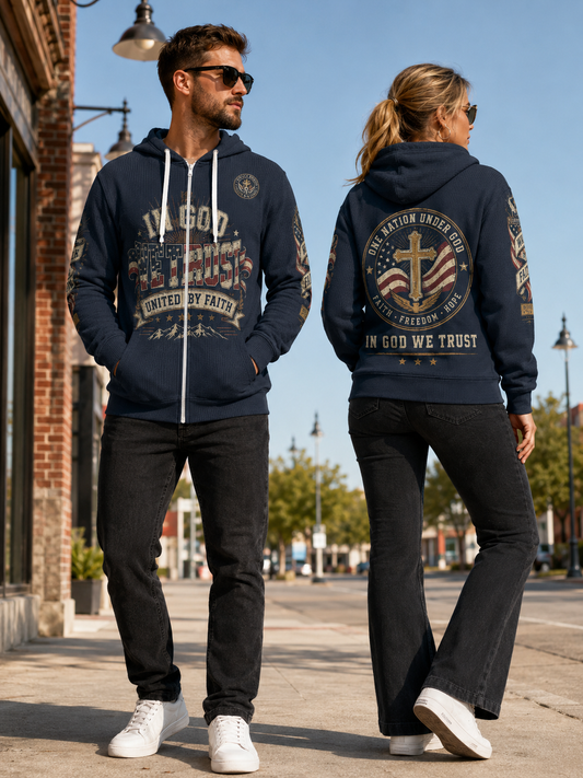 Faith Under God Patriotic Apparel Zip Hooded Sweatshirt