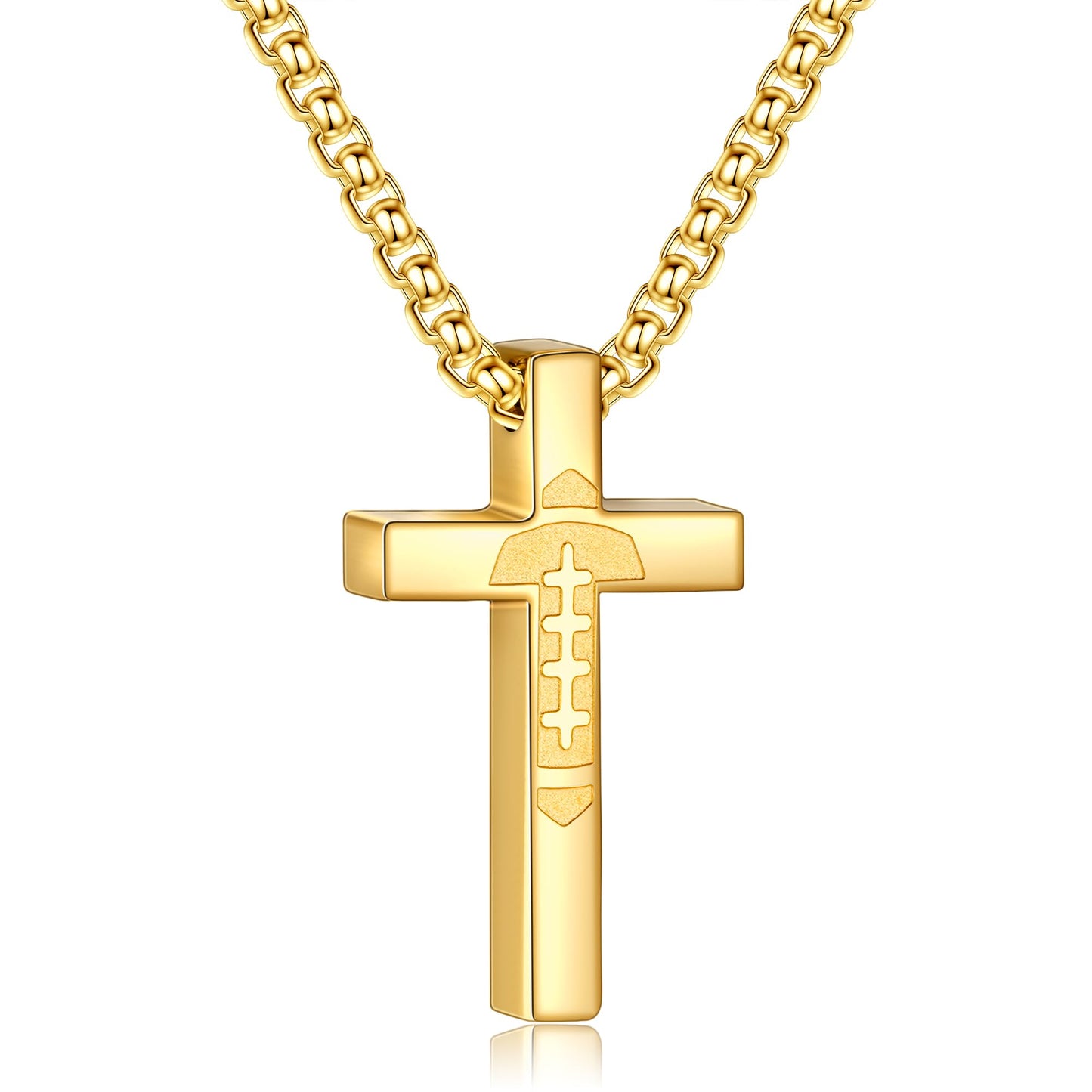 Gold Football Cross Necklace for Boys
