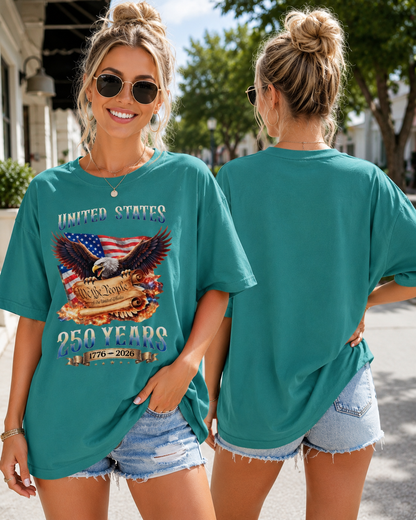 DailyFits United States 250 Years 1776-2026 Patriotic Eagle We The People T-Shirt