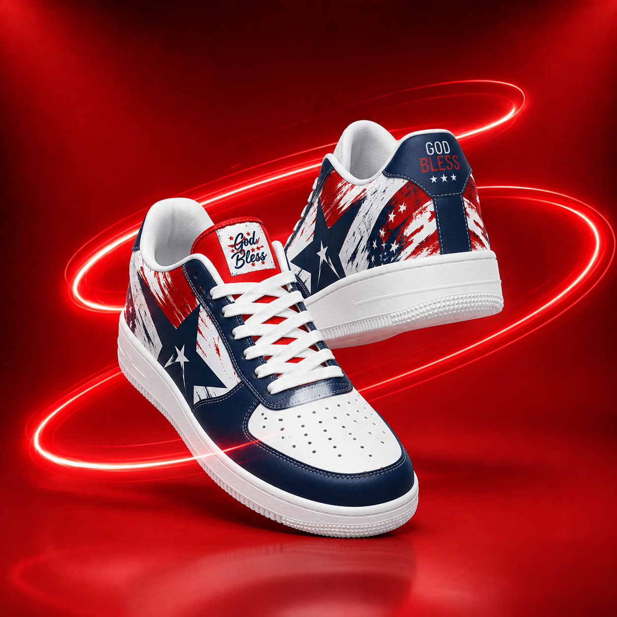 God Bless America Patriotic Men's Air Force Shoes