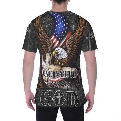 One Nation Under God Eagle Cross Patriotic Christian 3D All Over Print T-Shirt