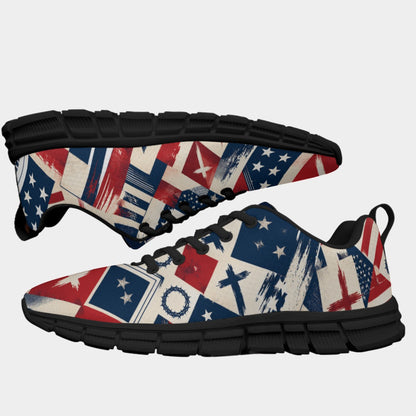Faith Freedom - All-Over Print Men's Sports Shoes With Black Sole