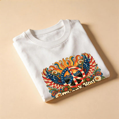Thank You Veterans Shirt, Hippie Peace Sign Graphic Tee, Retro 70s Patriotic Veterans Day