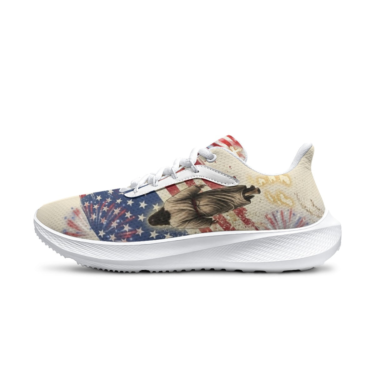 Christian American Flag Soccer Shoes | Jesus Walking on Water Patriotic Sneakers