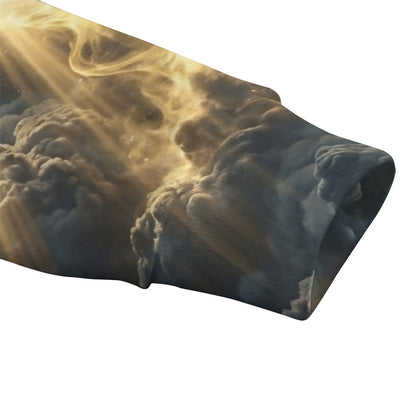 All-Over Print Unisex Drop-shoulder Knitted Fleece Sweater|DailyFits Radiant Cross Light