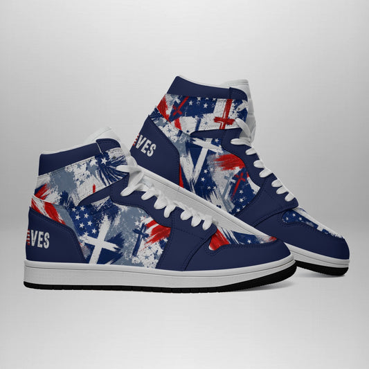 Jesus Saves Patriotic - Men's Synthetic Leather Stitching Shoes