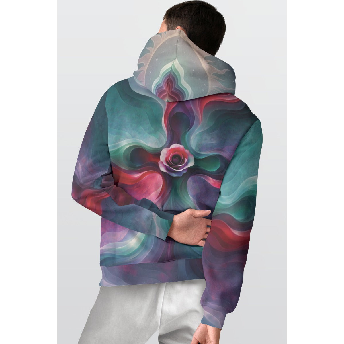 Hands Rose Cross - Spiritual Aesthetic Hoodie