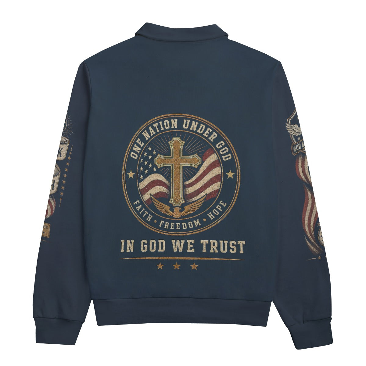 Faith Under God Patriotic Apparel Lapel Sweatshirt | 310GSM Cotton