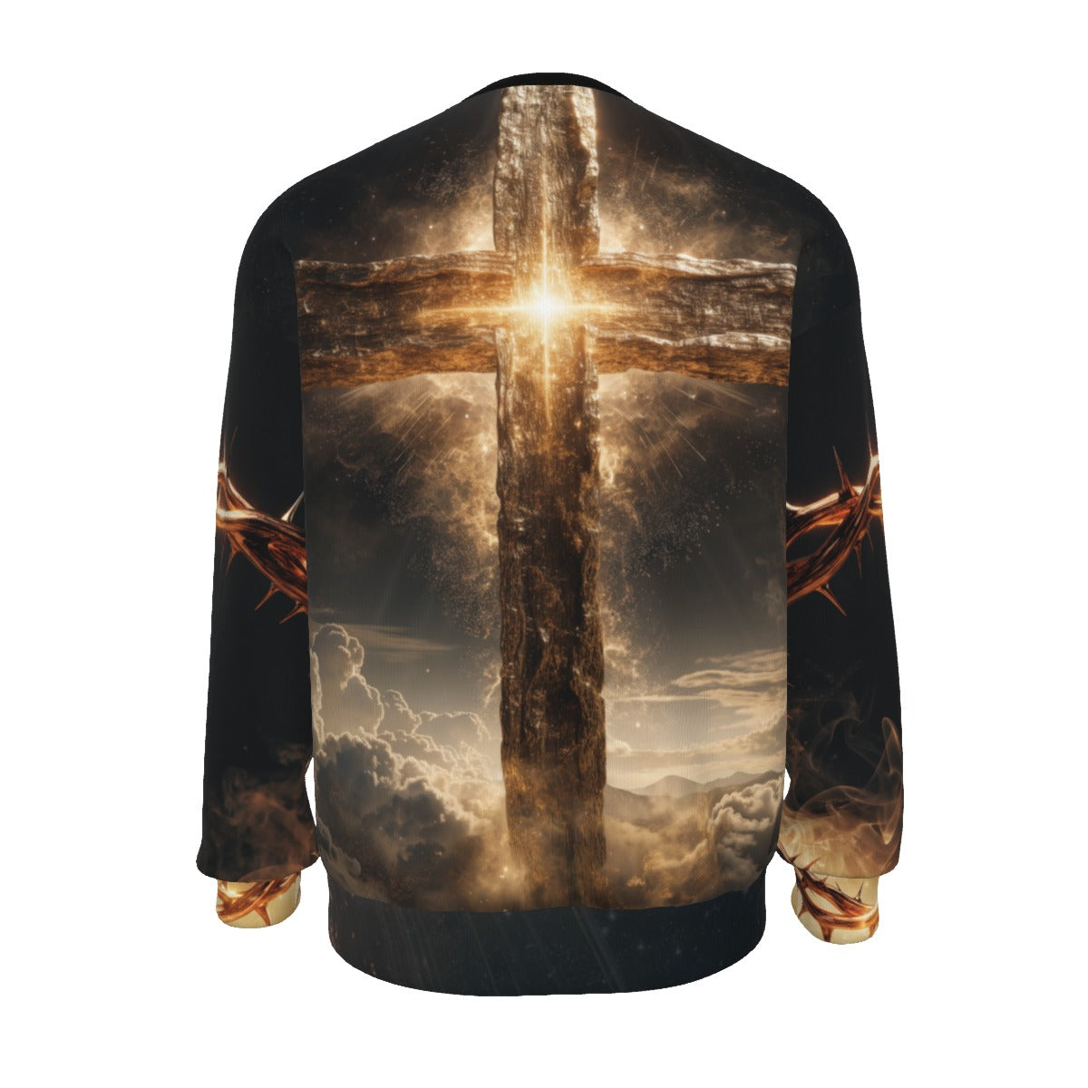 All-Over Print Unisex Drop-shoulder Knitted Fleece Sweater|DailyFits Faith Over Fear