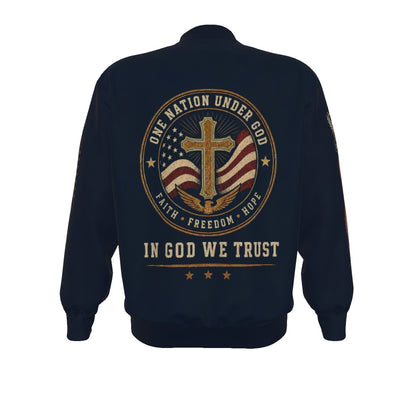 Faith Under God Patriotic Apparel Bomber Jacket