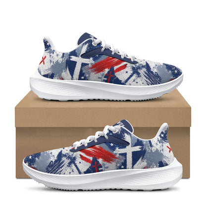 Jesus Saves Patriotic - Men's Road Running Shoes