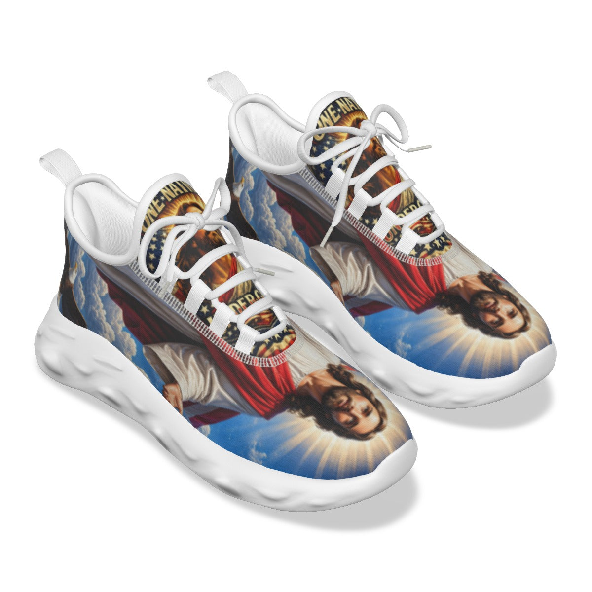 Christian American Jesus Sneakers – One Nation Under God Patriotic Athletic Shoes for Men