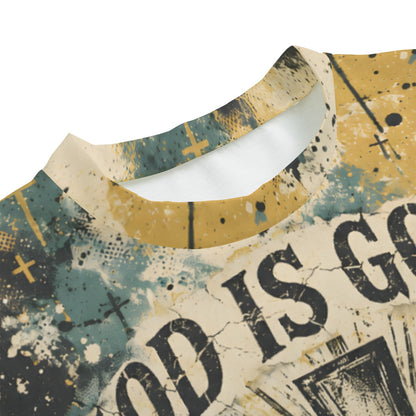 God Is Good Lion Cross Christian Crewneck Sweatshirt