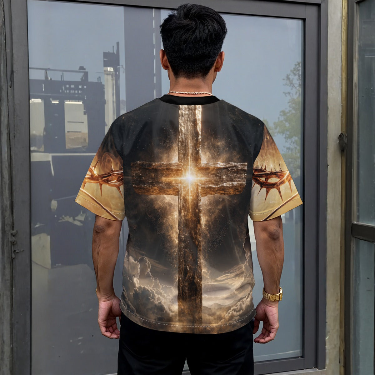 All-Over Print Unisex Drop-shoulder T-shirt|180GSM|DailyFits Faith Over Fear