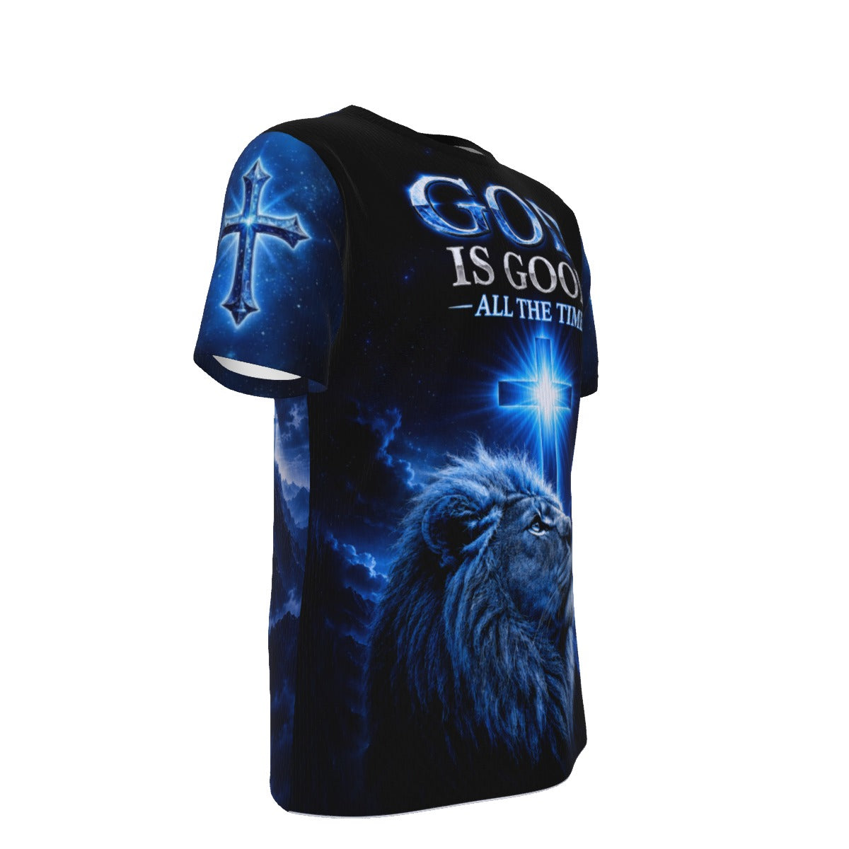 God Is Good All The Time- Lion of Judah Christian Blue T-Shirt