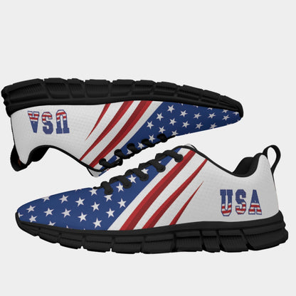 Christian Cross Patriotic - All-Over Print Men's Sports Shoes With Black Sole