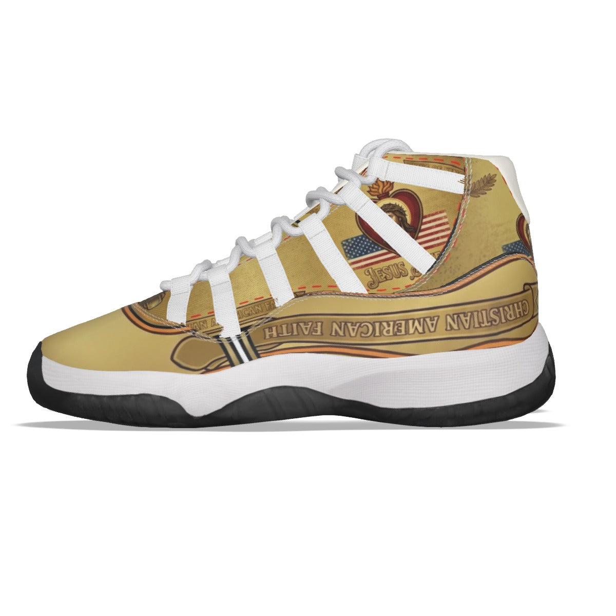 Christian Patriotic Sneakers | Jesus Faith Athletic Shoes | America 250 World Cup 2026