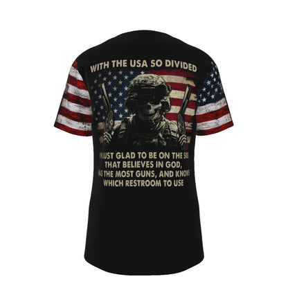 With the USA So Divided Veteran Patriotic T-Shirt