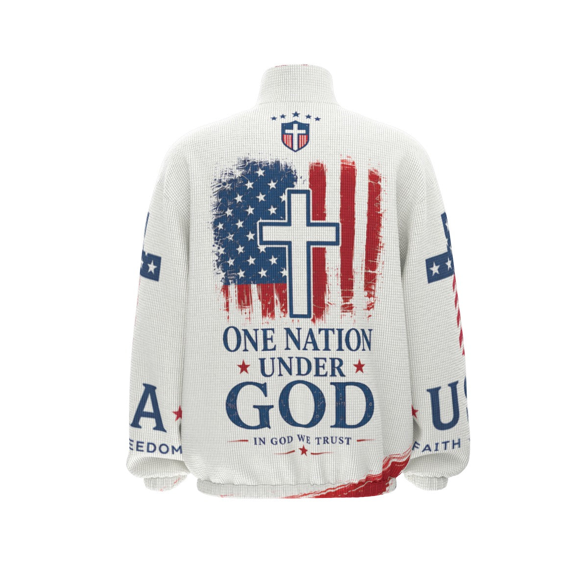 Christian Cross USA Flag Patriotic Turtleneck Zippered Sweatshirt