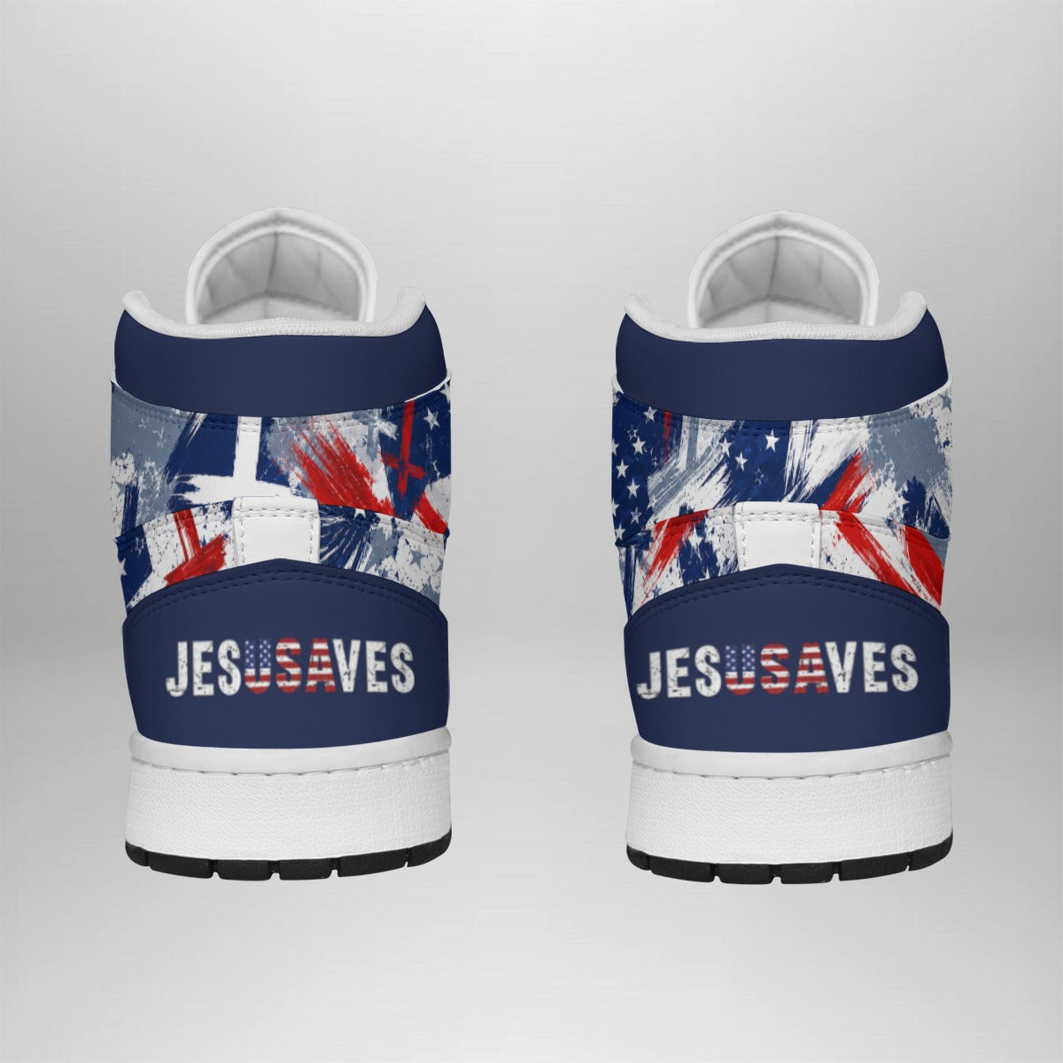 Jesus Saves Patriotic - Men's Synthetic Leather Stitching Shoes