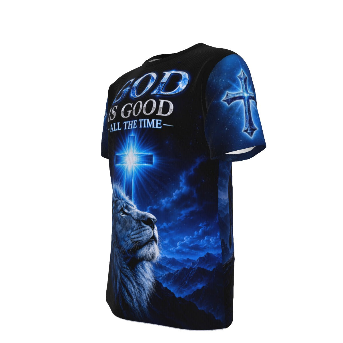 God Is Good All The Time- Lion of Judah Christian Blue T-Shirt