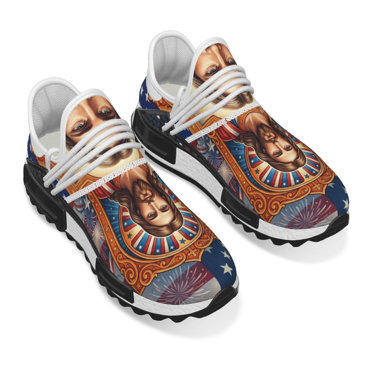 Christian Jesus Athletic Sneakers – Patriotic American Flag Faith Shoes for Men