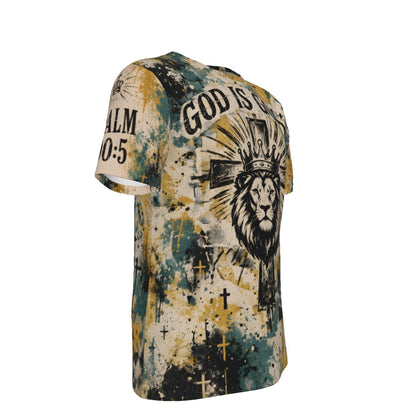 God Is Good Psalm 100:5 Lion Cross Christian Mesh T-Shirt
