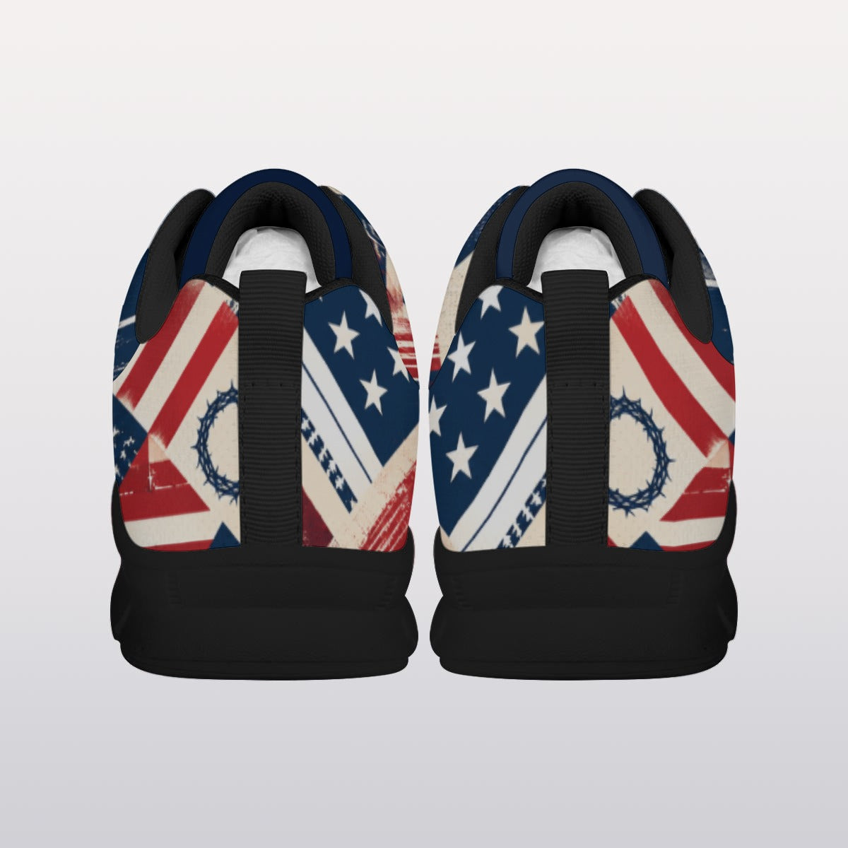 Faith Freedom - All-Over Print Men's Sports Shoes With Black Sole