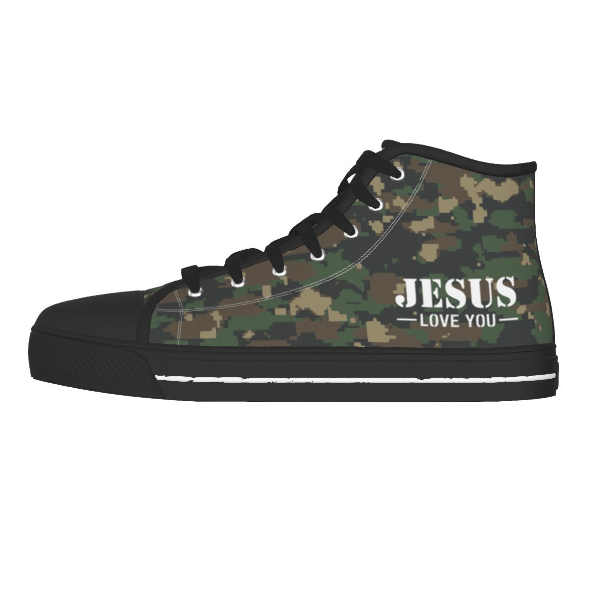 Jesus Love You Camo - Men's Black Sole Canvas Shoes