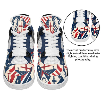 Faith Freedom - All-Over Print Men's Air Cushion Basketball Shoes