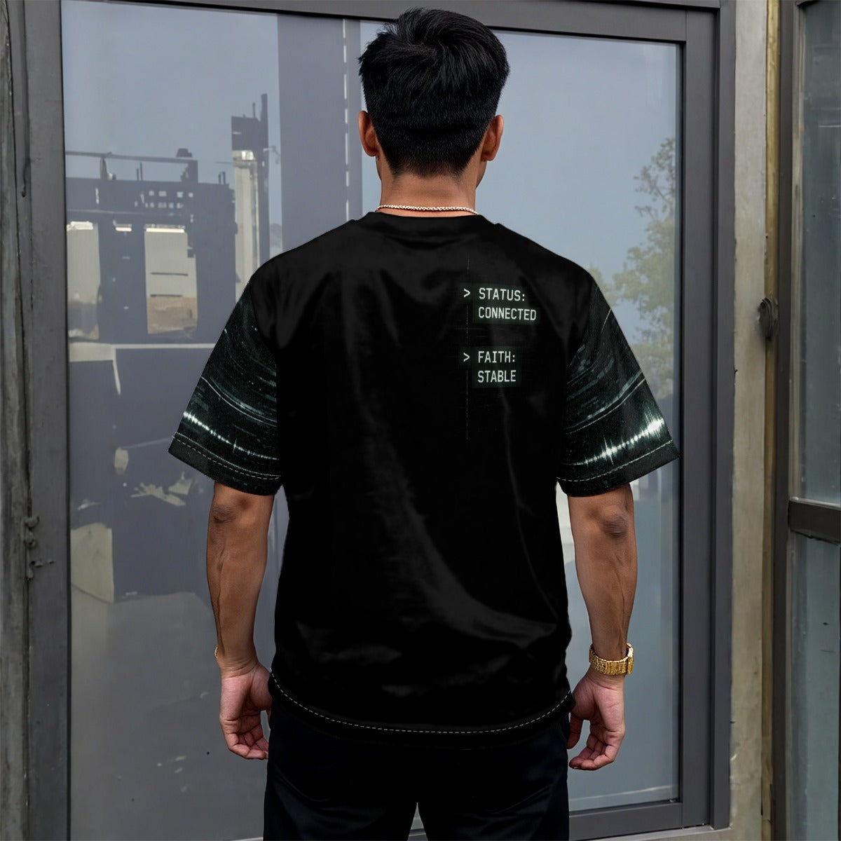 All-Over Print Unisex Drop-shoulder T-shirt - DailyFits Faith Remains