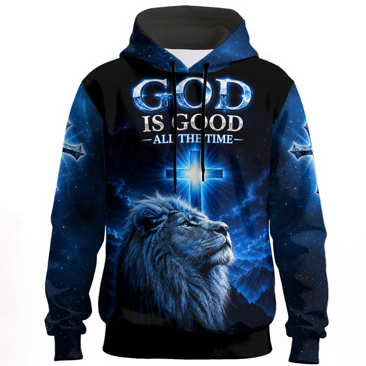 God Is Good All The Time Lion of Judah Christian Blue Hoodie