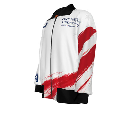 Christian Cross USA Flag Patriotic Knitted Fleece Lapel Outwear