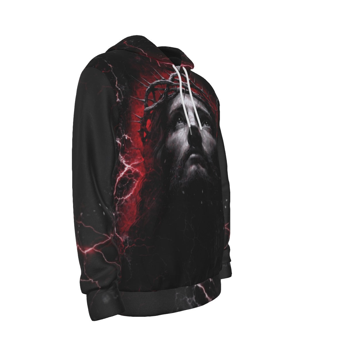 All-Over Print Men's Thicken Pullover Hoodie - DailyFits Jesus Crown of Thorns