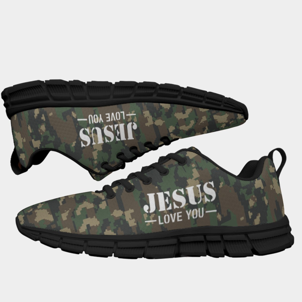 Jesus Love You Camo - All-Over Print Men's Sports Shoes With Black Sole
