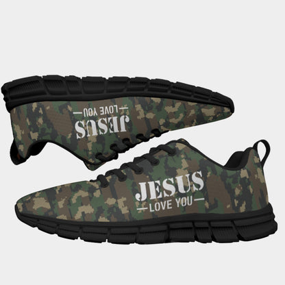 Jesus Love You Camo - All-Over Print Men's Sports Shoes With Black Sole