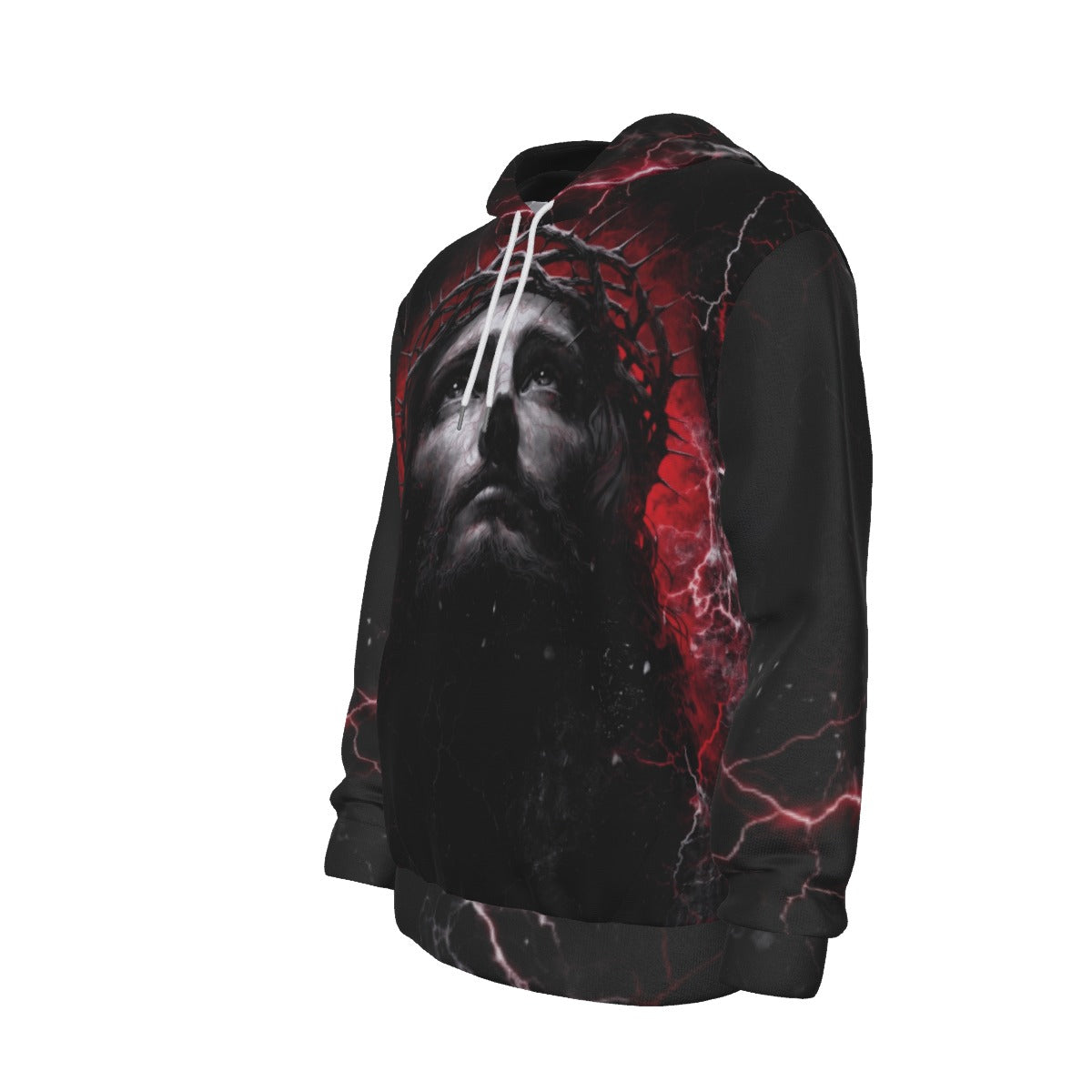 All-Over Print Men's Thicken Pullover Hoodie - DailyFits Jesus Crown of Thorns