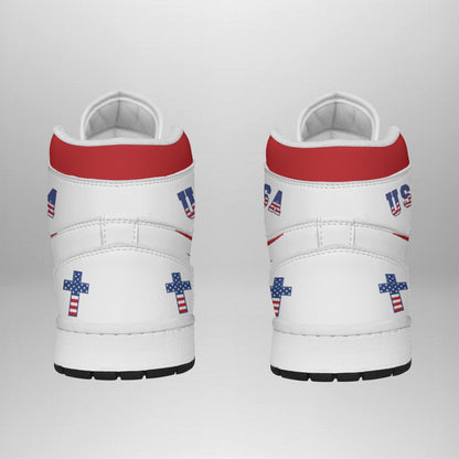 Christian Cross  Patriotic - Men's Synthetic Leather Stitching Shoes