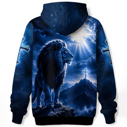 God Is Good All The Time Lion of Judah Christian Blue Hoodie