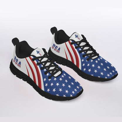 Christian Cross Patriotic - All-Over Print Men's Sports Shoes With Black Sole