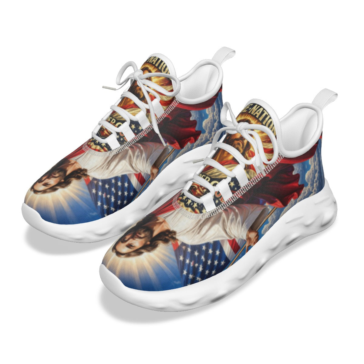 Christian American Jesus Sneakers – One Nation Under God Patriotic Athletic Shoes for Men