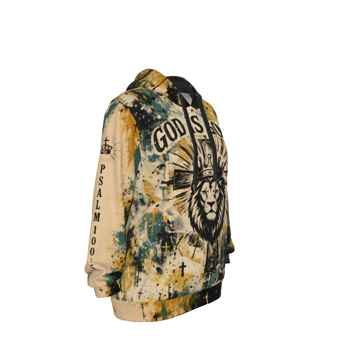 God Is Good Lion Cross Christian Cotton Hoodie