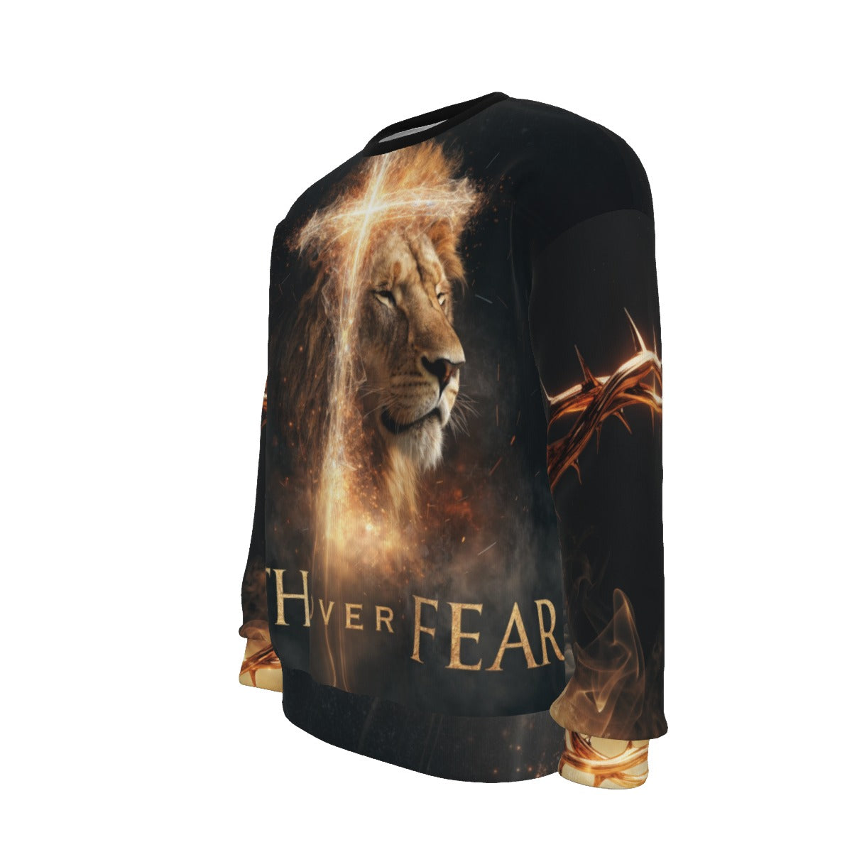 All-Over Print Unisex Drop-shoulder Knitted Fleece Sweater|DailyFits Faith Over Fear